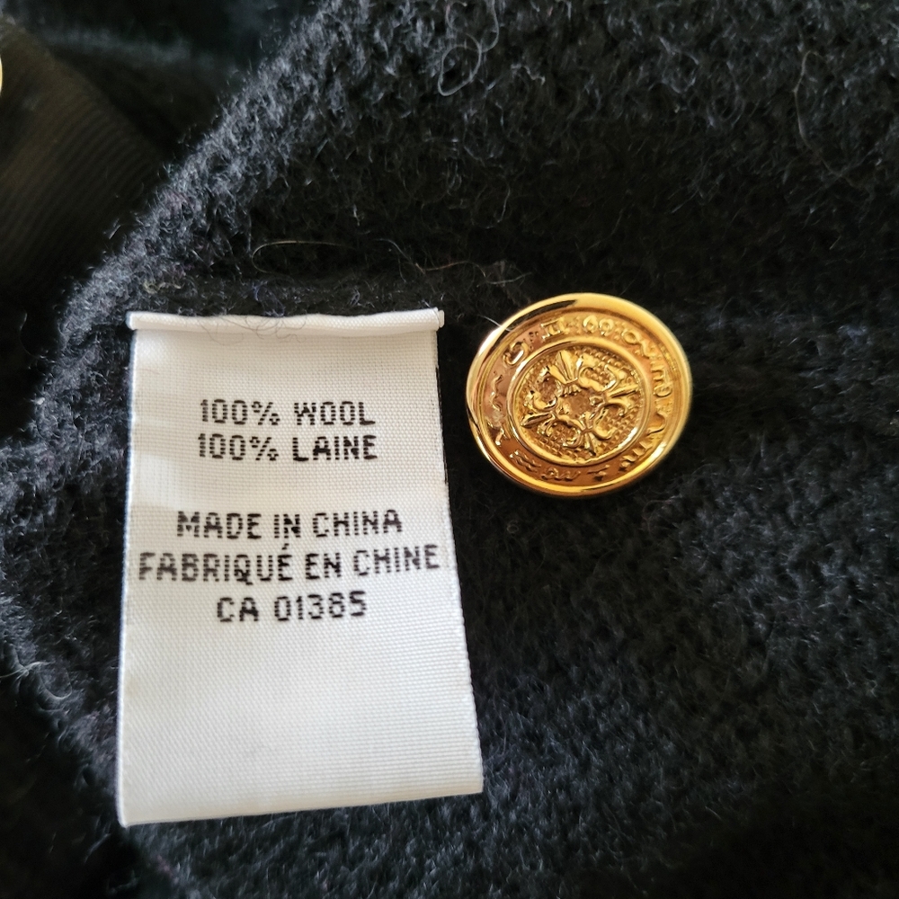 Vintage Wool Women's Black Knit Cardigan Sweater Gold Button Classic Size M - Picture 9 of 9